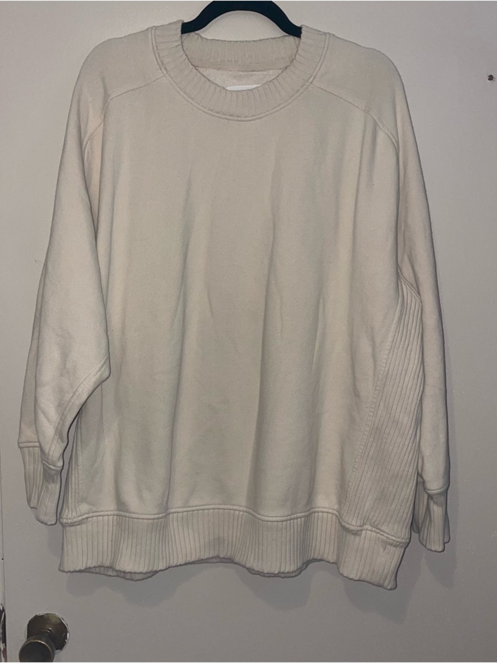 Aerie Cream Ribbed Crewneck Pullover